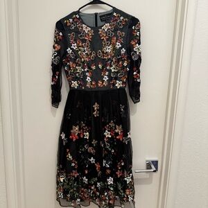 Needle & Thread Red and Black A-line Cocktail Dress